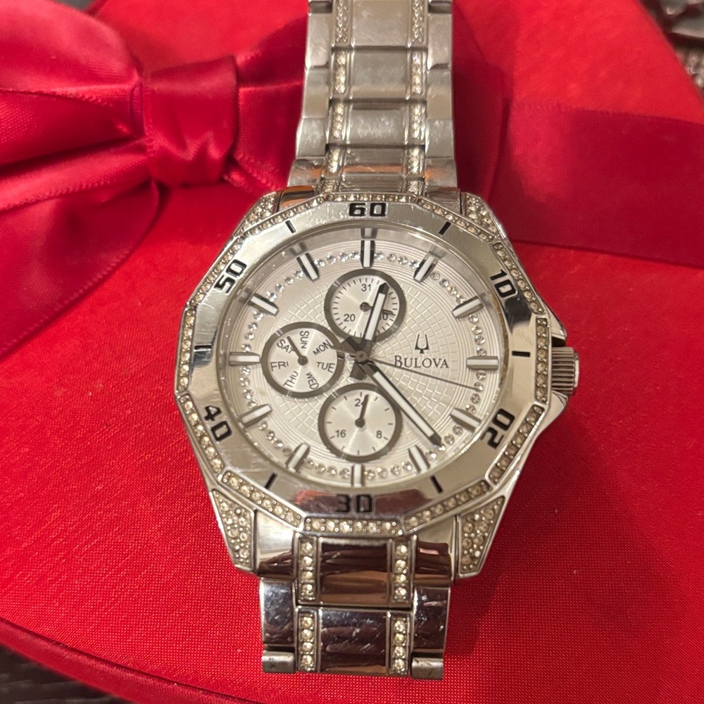 Bulova Silver and Diamond Men's Watch